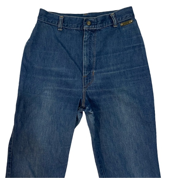 [28] Vintage FANCY PROPS rare 70s jeans unhemmed ultra high rise retro 1970 - Picture 4 of 8